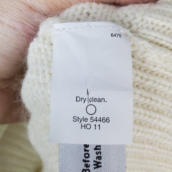 J Crew Womens Sweater Honeycomb Cable Knit Cream Wool Angora Blend Size Large - Picture 6 of 6